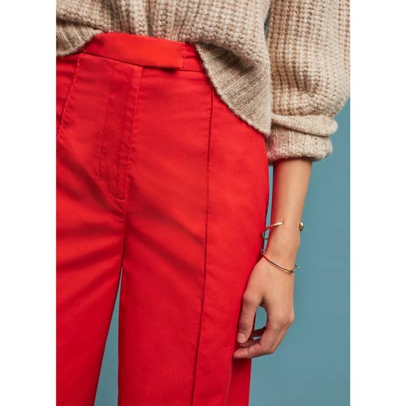 NWOT ❣️ Anthropologie Poplin Wide-Leg Pants Red - Size 4 - Picture 3 of 12